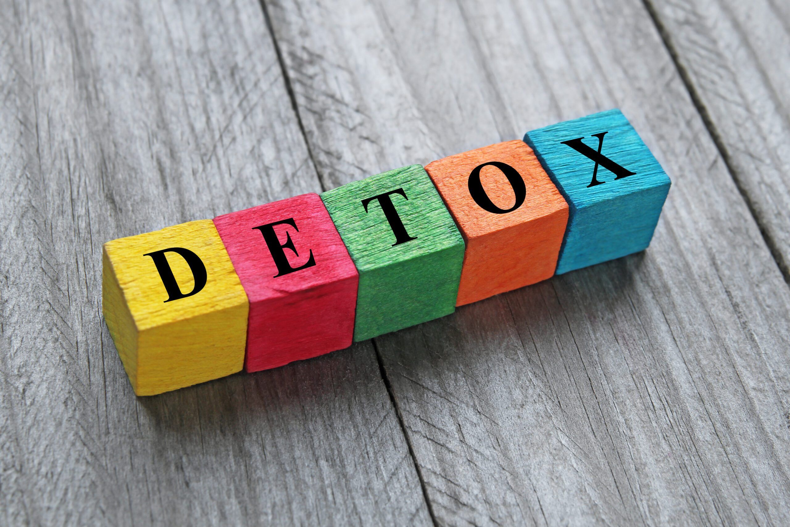 Colorful blocks spelling 'DETOX' symbolizing options for safe and supportive detox near Nashville, TN.